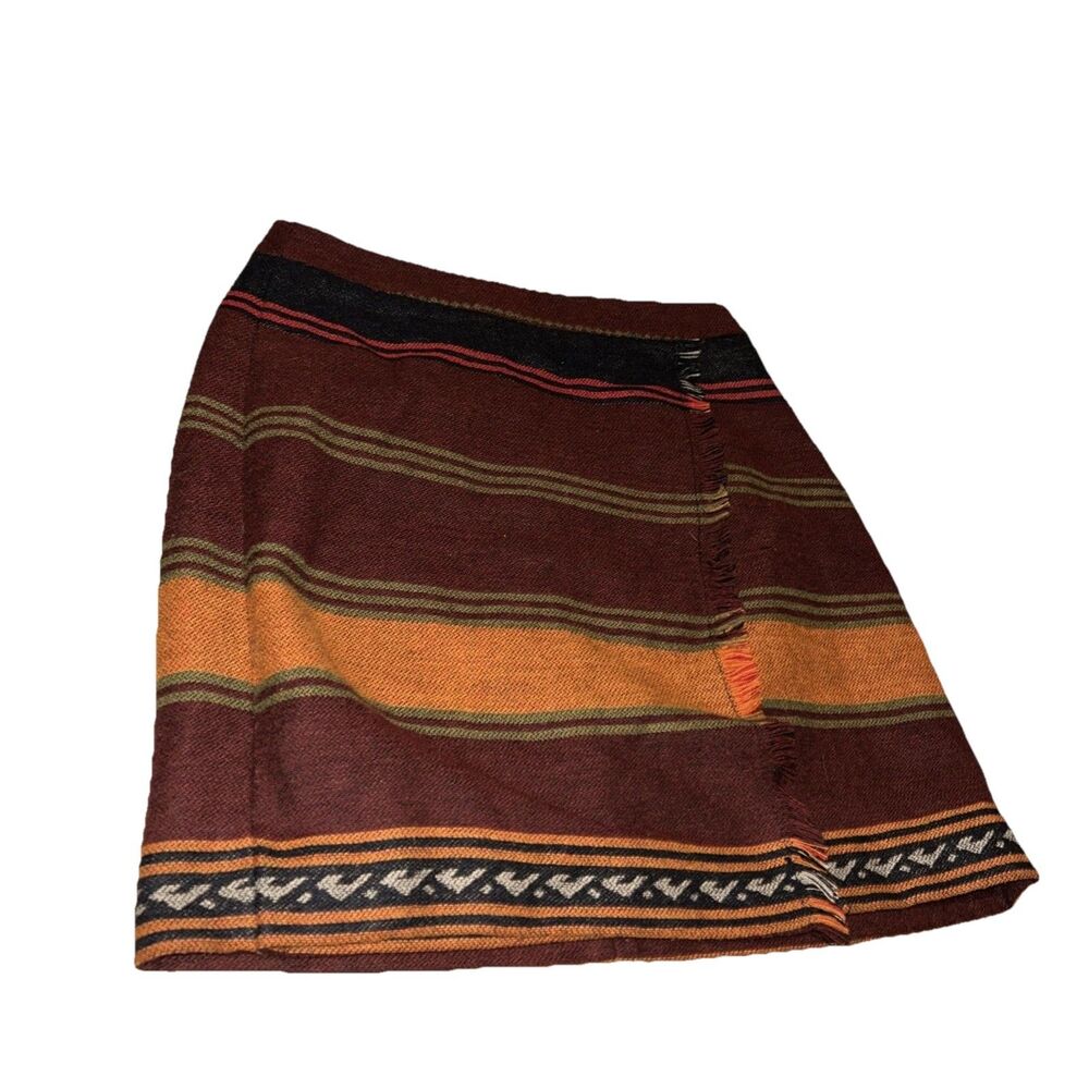 Loft Petites 0P Wool Wrap Striped Short Skirt